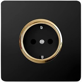پریز برق  آسیا مدل کریستال مشکی طلایی ارت دار